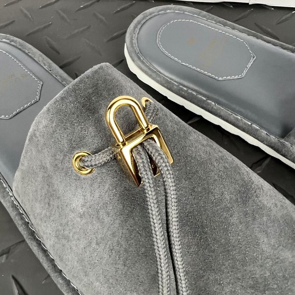 Buscemi Mens Greenwich Grey Leather Slippers US 9 - Picture 5 of 9